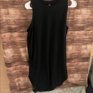 Black Tank Top with Relaxed Fit and High Neckline